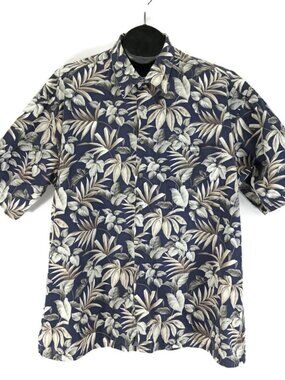 Campia Moda Tropical Leaf Print Shirt Men's XXL Short Sleeve Cotton Aloha Casual